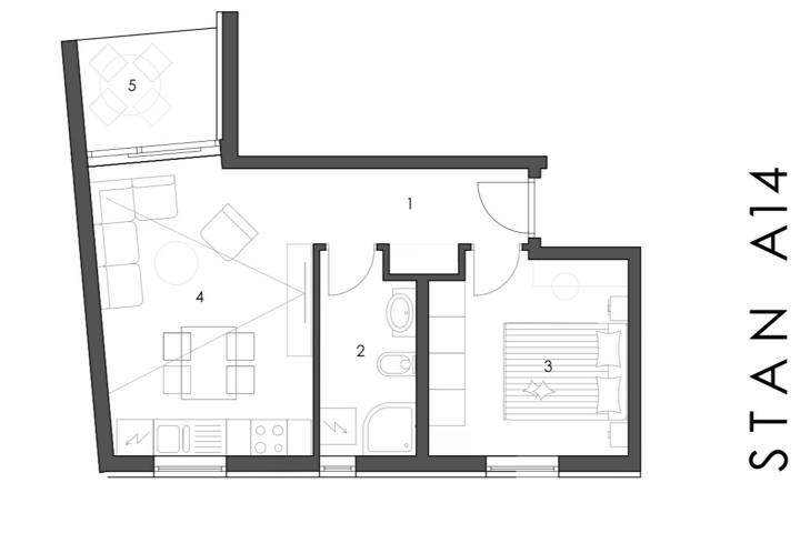 Istra, Medulin, A14 stan na drugom katu 42 m2, 300 m od mora