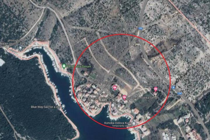 Pag, Šimuni, građevinsko zemljište 480 m2