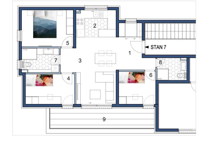 Kaštela, trosoban stan 82, 3 m2 s terasom i pogledom na more