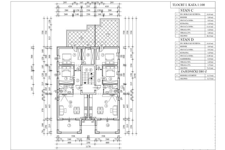 Poreč, okolica, dvosoban stan NKP 73, 54 m2, parking mjesto