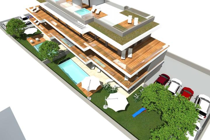 Zadar, Privlaka, Trosoban penthouse 120m2 sa krovnom terasom, 2. red do mora, NOVOGRADNJA