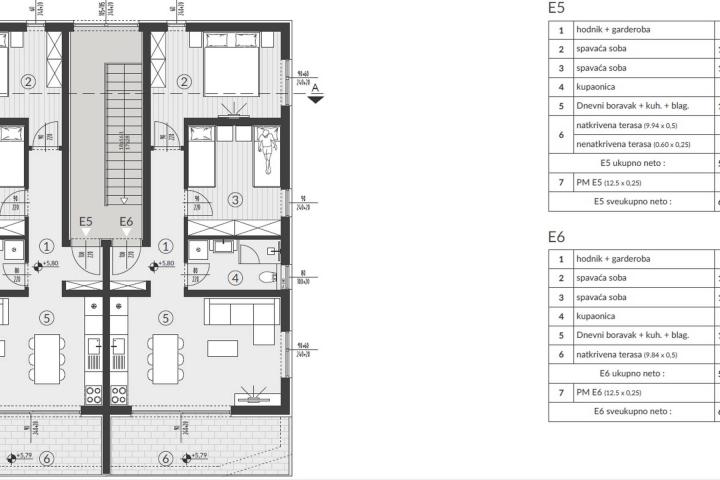 Istra, Medulin - odličan namješten trosoban stan s POGLEDOM NA MORE, E6, NKP 62. 38 m2