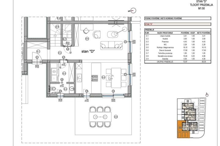 Poreč, prekrasan  trosobni stan u kući u nizu od 125 m2 s velikim vrtom