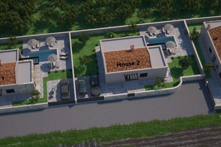 Svetvinčenat, Čabrunići - prekrasna moderna samostojeća prizemnica B, s bazenom 28 m2, 104 m2