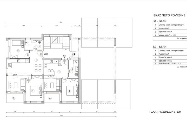 Pula, bliža okolica - moderno opremljen trosobni stan u prizemlju S2 s 96. 66 m2 vrta, NKP 64. 55 m2