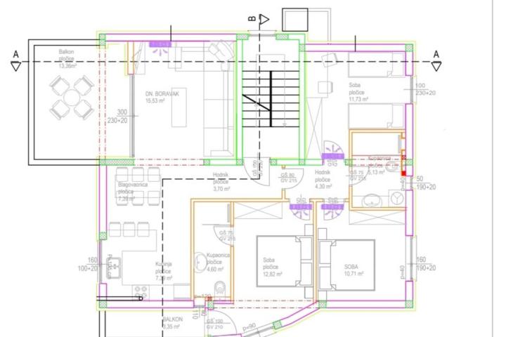 Trogir, Čiovo komforan  penthouse 141 m2  terasa s pogledom na more 