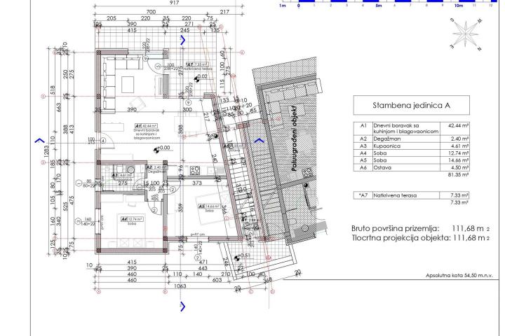 Poreč, dvosoban stan s vrtom, pogled na more, NKP 80 m2