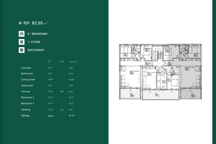 Zadar, Privlaka, NOVOGRADNJA luksuzan dvosoban stan NKP 82, 55 m2 