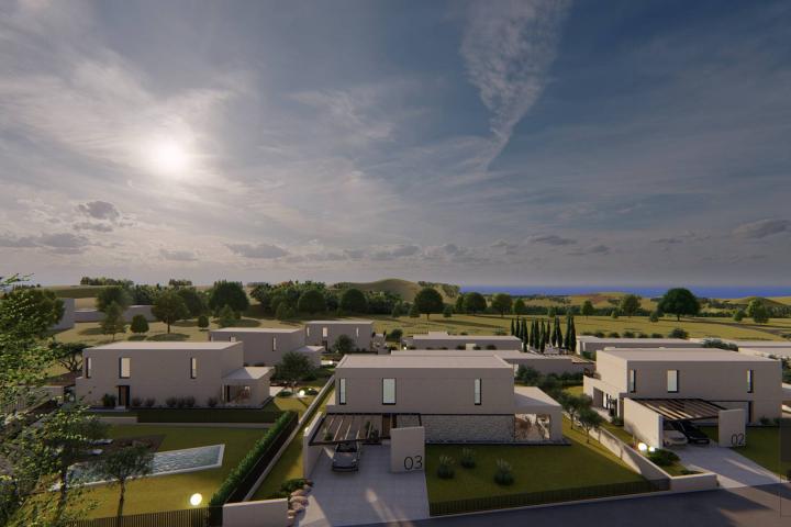 Istra, Kaštelir - Labinci, moderna urbana vila NKP 384 m2 na velikoj okućnici