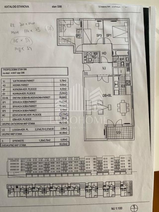 Potpuno namješten suvremen 4S stan + dvije garaže + spremište, 110 m2, Huberttova