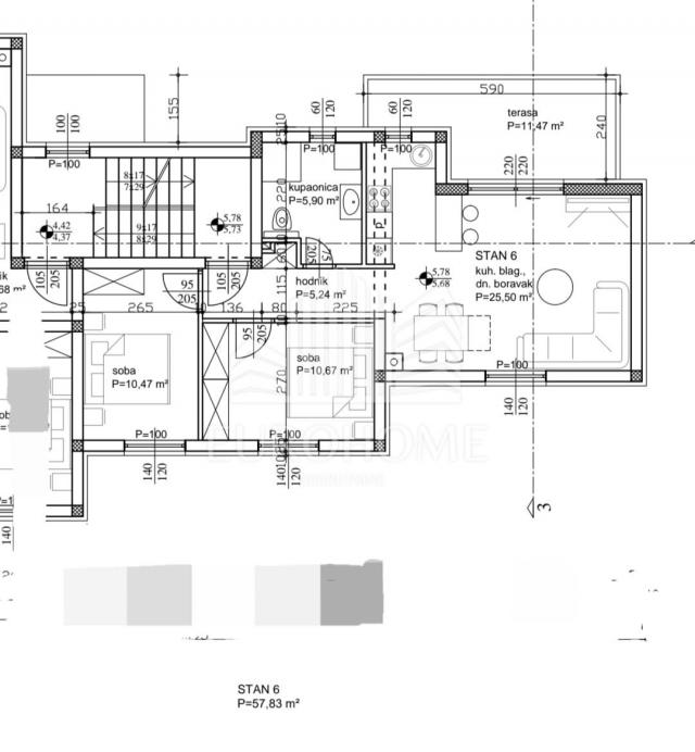 Sveti Filip i Jakov, 3S penthouse, 85m2, panoramski pogled