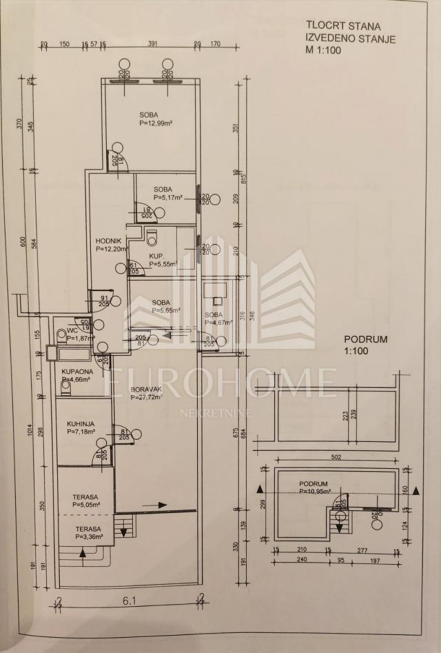 4S stan, 100 m2 + vrt, podrum, terasa, Špansko