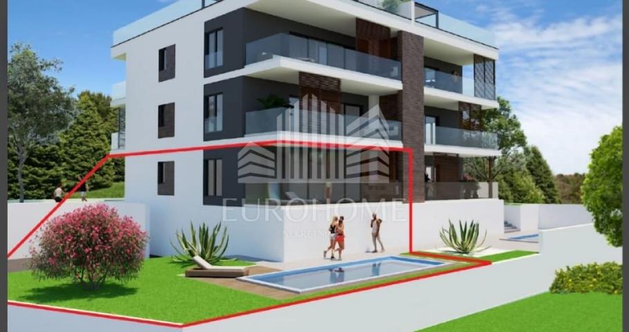 Sveti Filip i Jakov, 3S stan u prizemlju, pogled na more, 102m2+vrt 130m2, 2451€/m2