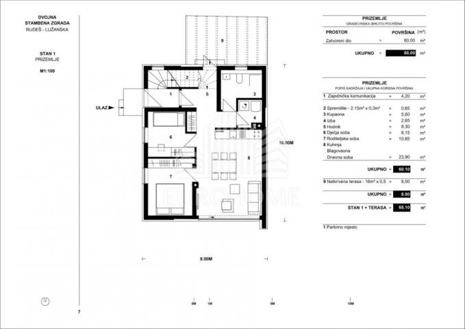 NOVOGRADNJA RUDEŠ, , TROSOBAN STAN 72. 60 m2 + VPM + VRT