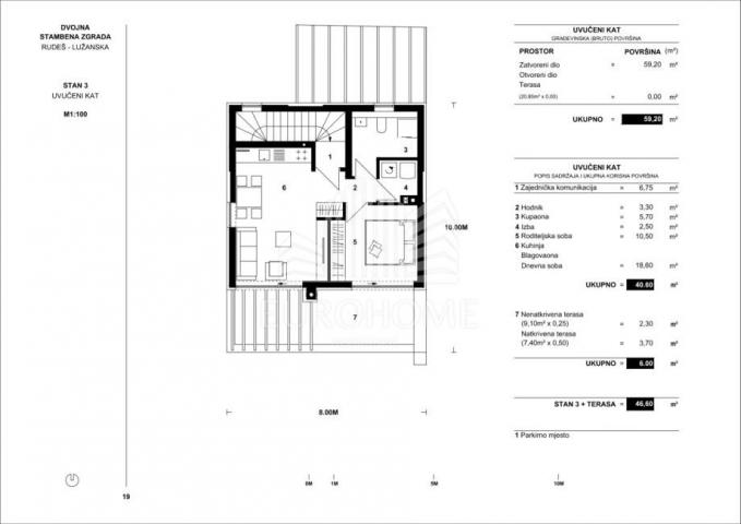 NOVOGRADNJA RUDEŠ, DVOSOBAN STAN, 50. 60 m2 + VPM