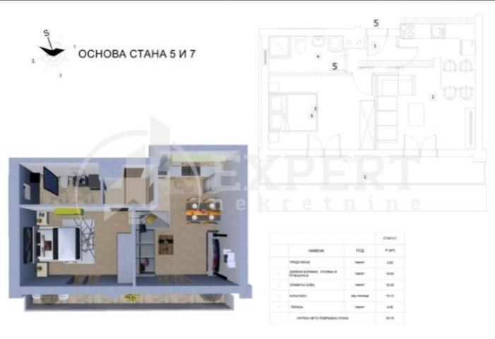 Novogradnja, kod hotela Marica, jednoiposoban stan, 48 m2, parking