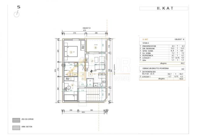 Wohnung Šilo, Dobrinj, 44,20m2