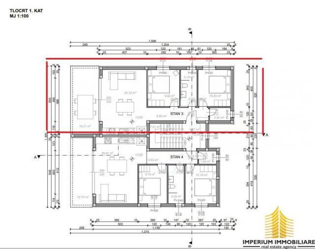 Novogradnja: stan S3, 1. kat, Povljana, 70. 05 m2