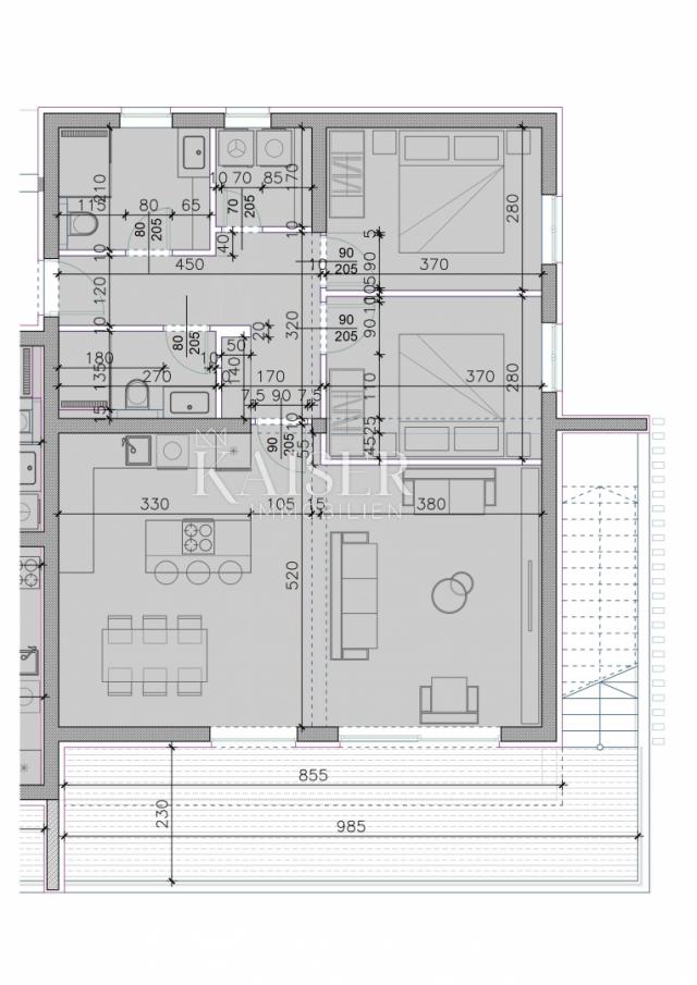 Sukošan - penthouse 123m2, 100m do mora