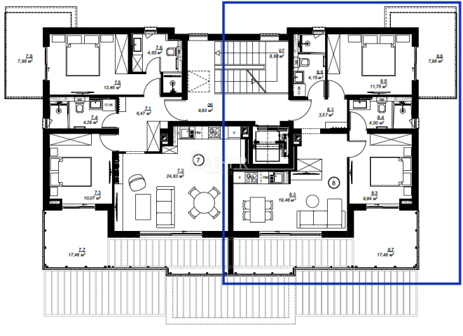 Medulin – 2 bedroom apartment on the 2nd floor, 100 m from the sea (43/8)