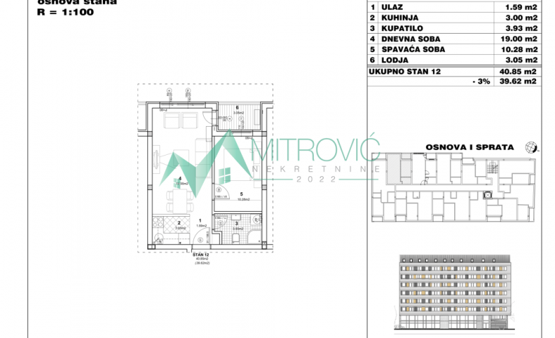 Novi Sad  , Novo naselje -  Jednoiposoban  stan u izgradnji 40m2 