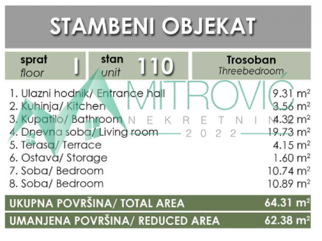 Salajka, 62m2. Trosoban stan u izgradnji! Povrat PDV-a! 