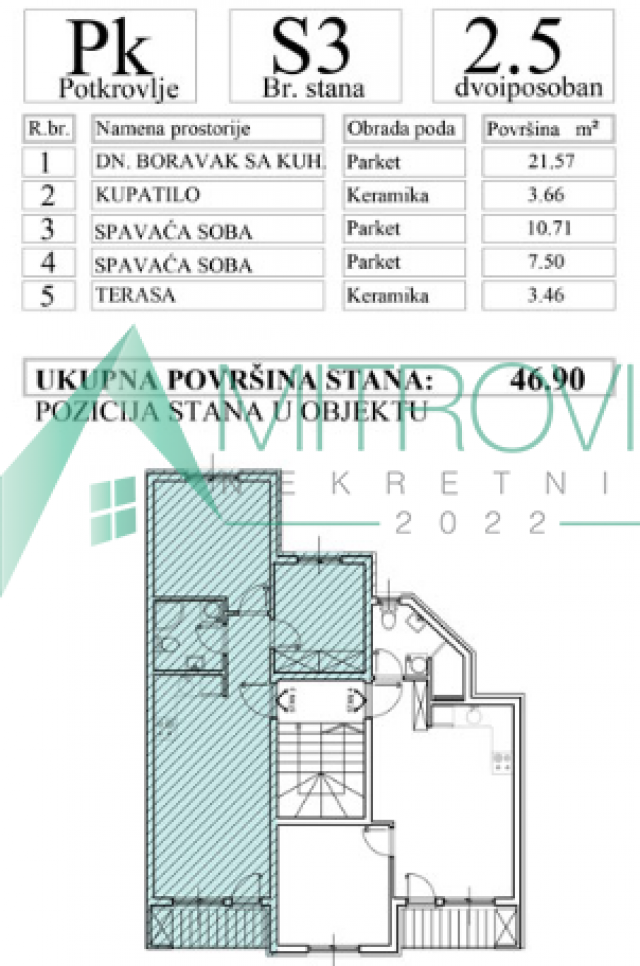 Petrovaradin, 47m2. Dvoiposoban stan u izgradnji sa povratom PDV-a!