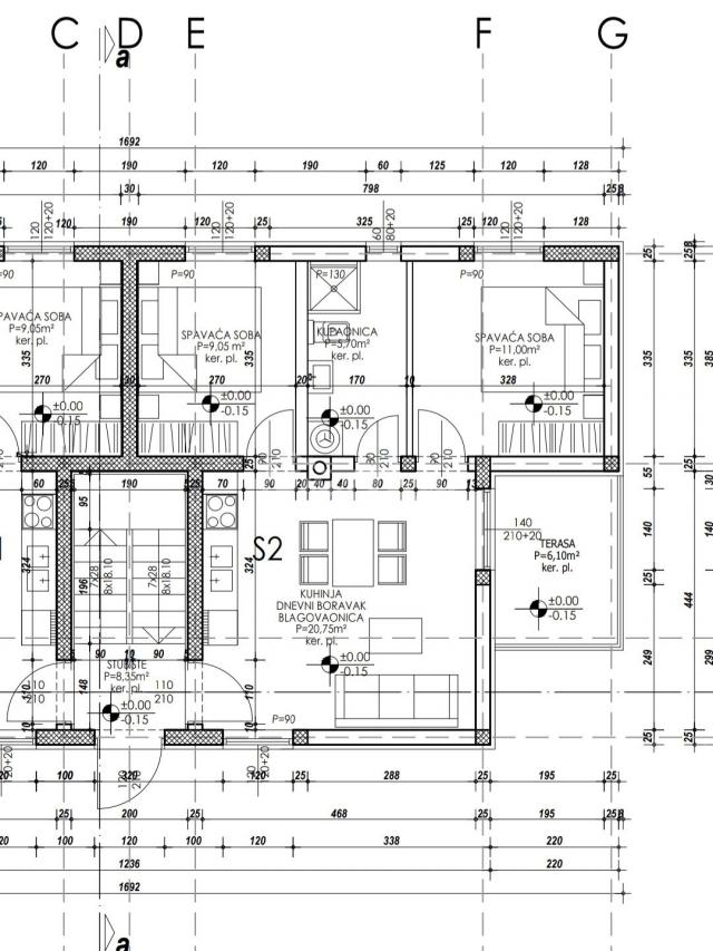 Apartman novogradnja, južna strana (voda i kanalizacija)