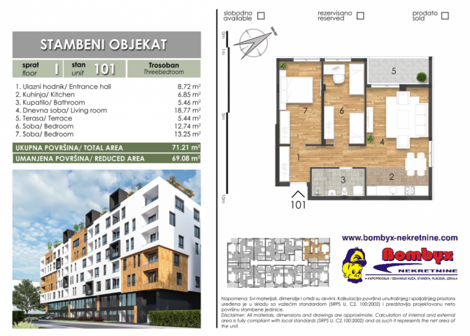 Trosobni stanovi 52m, 61m, 65m, 69m, 74m u izgradnji Liman V