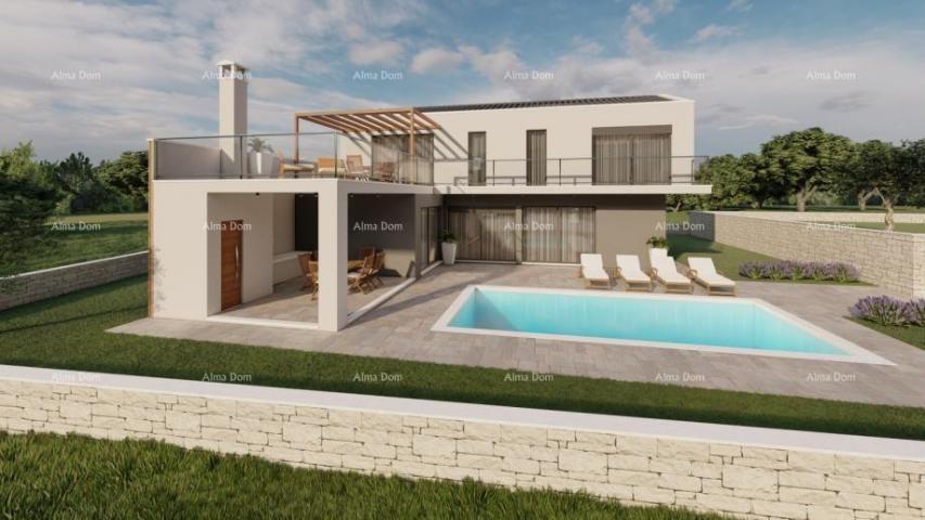 Building land Building plot with a project of a villa with a swimming pool, Rebići