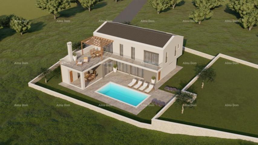 Building land Building plot with a project of a villa with a swimming pool, Rebići