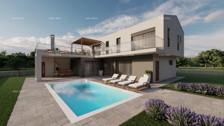 Building land Building plot with a project of a villa with a swimming pool, Rebići