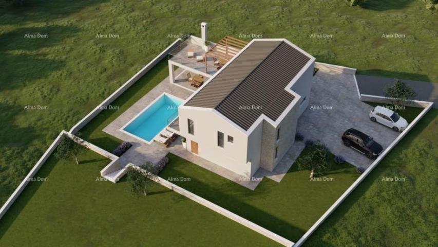 Building land Building plot with a project of a villa with a swimming pool, Rebići