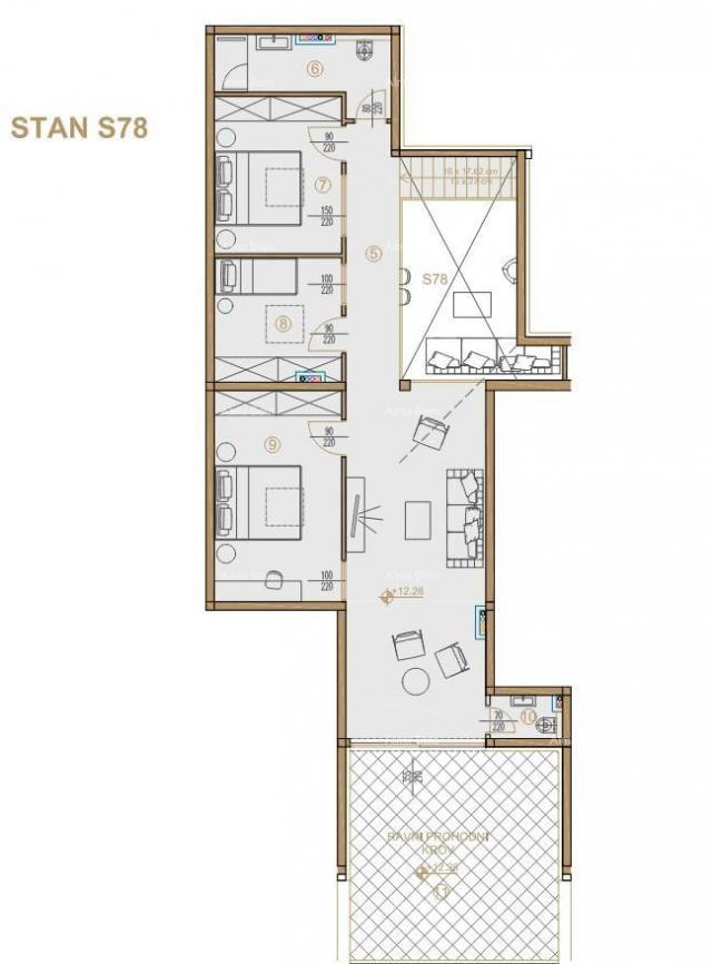 Apartment Poreč, residential and commercial building under construction with apartments and undergro