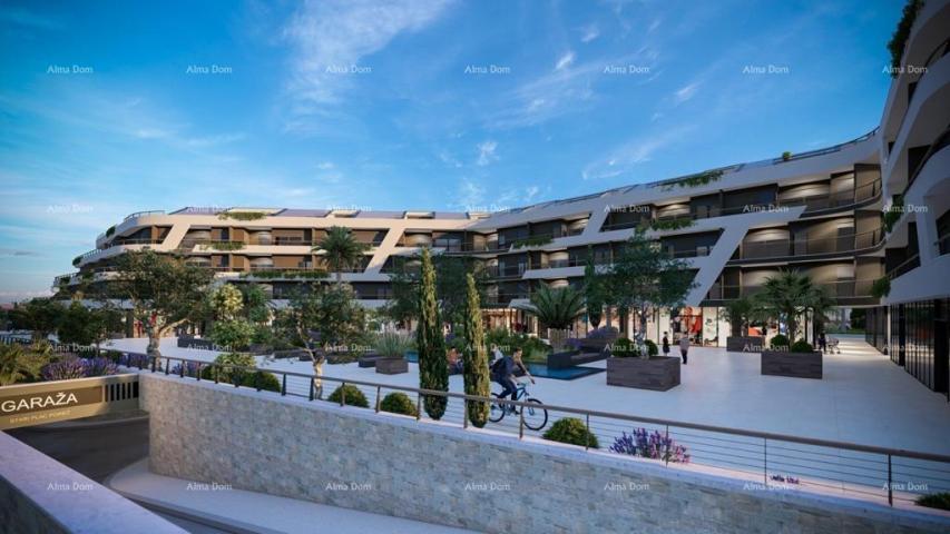 Apartment Poreč, residential and commercial building under construction with apartments and undergro