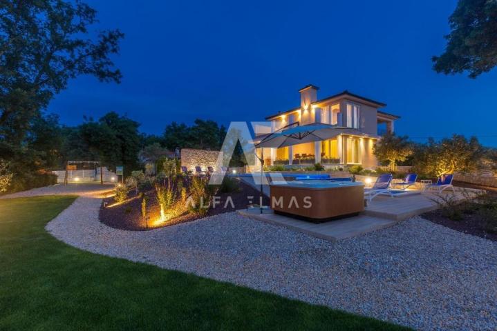 Malinska, surroundings, Mediterranean stone villa with pool and sea view!! ID 255