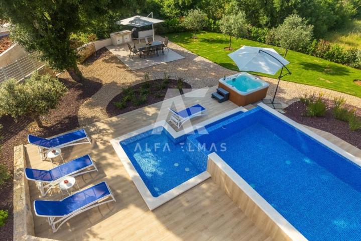 Malinska, surroundings, Mediterranean stone villa with pool and sea view!! ID 255