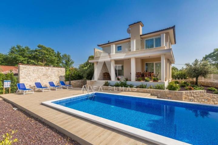 Malinska, surroundings, Mediterranean stone villa with pool and sea view!! ID 255