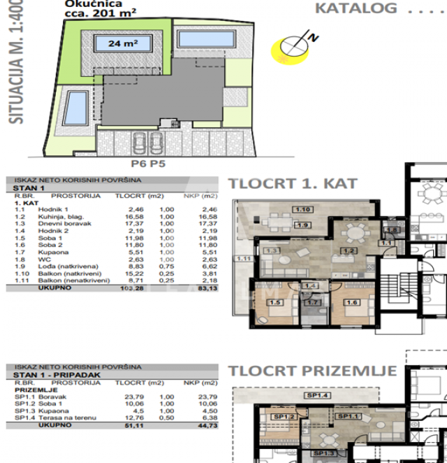 Malinska, okolica, novogradnja dvosoban apartman s bazenom!! ID 438