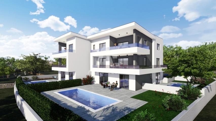 Malinska, surroundings, newly built, apartment on the second floor with a swimming pool!! ID 440