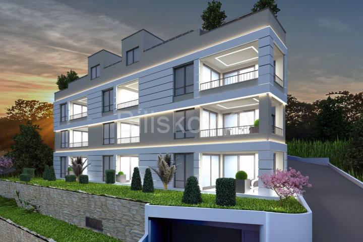 Novogradnja, Opatija, 3-soban stan, 1GPM, vrt 73, 52m2