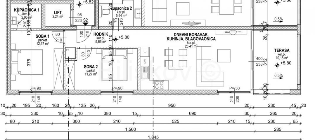 Novogradnja, Opatija, 3-soban stan, GPM, vrt 111, 84m2