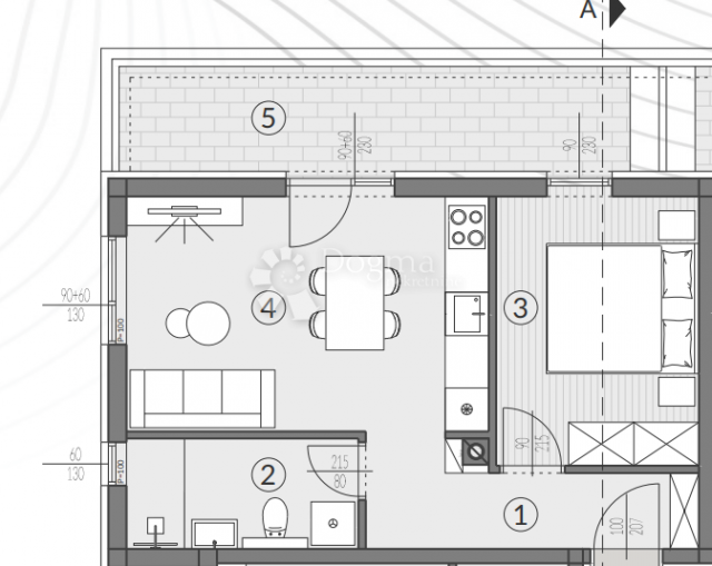 Wohnung Šikići, Pula, 53,46m2