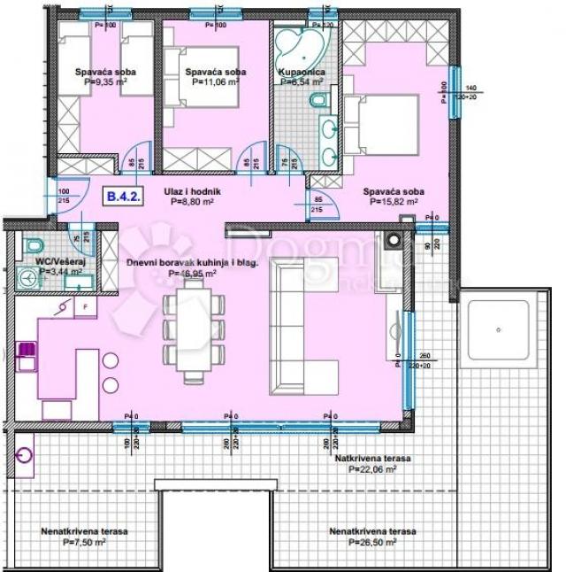 Wohnung Makarska, 121,50m2