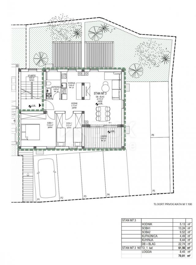 CRES ISLAND, MELIN, 2-Zimmer-Wohnung in einem neuen Gebäude in toller Lage