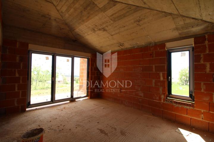 Marčana, surroundings, holiday house under construction, sea view