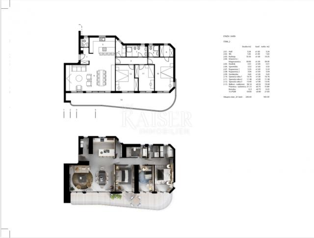 Opatija - stan 183 m2, otvoreni pogled na more