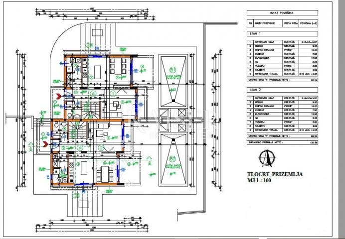 Otok Krk, okolica Vrbnika - moderno uređena dvojna kuća, 150 m2