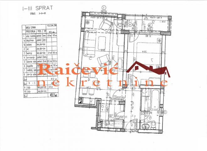 OBRENOVAC RVATI 45m2 , L , 75000e