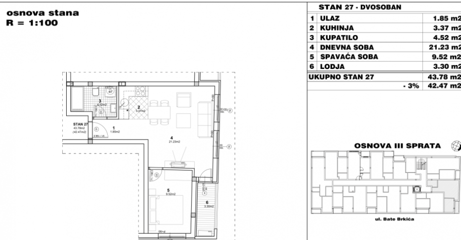 NOVI SAD - NOVO NASELJE - 42. 47 m2